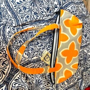 15” L x 7” H/brand new. Use as purse or to carry wine bottle. Two 8” L handles